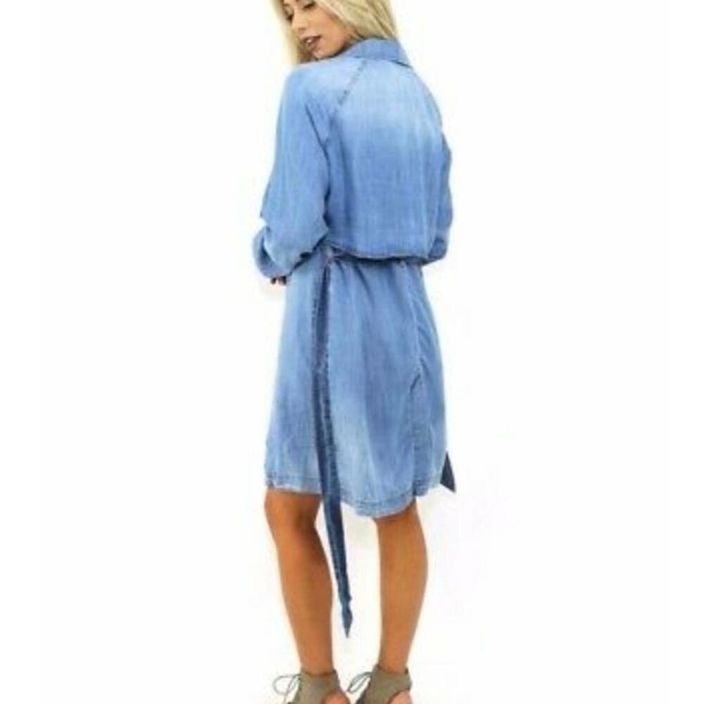 ANTHROPOLOGIE cloth & stone denim chambray duster coat size‎ medium new! - Picture 2 of 12